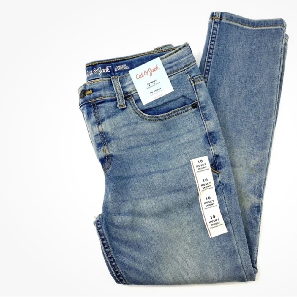 Cat & Jack Girls Skinny Jeans Adjustable Waist Blue Size 10 Husky NWT
